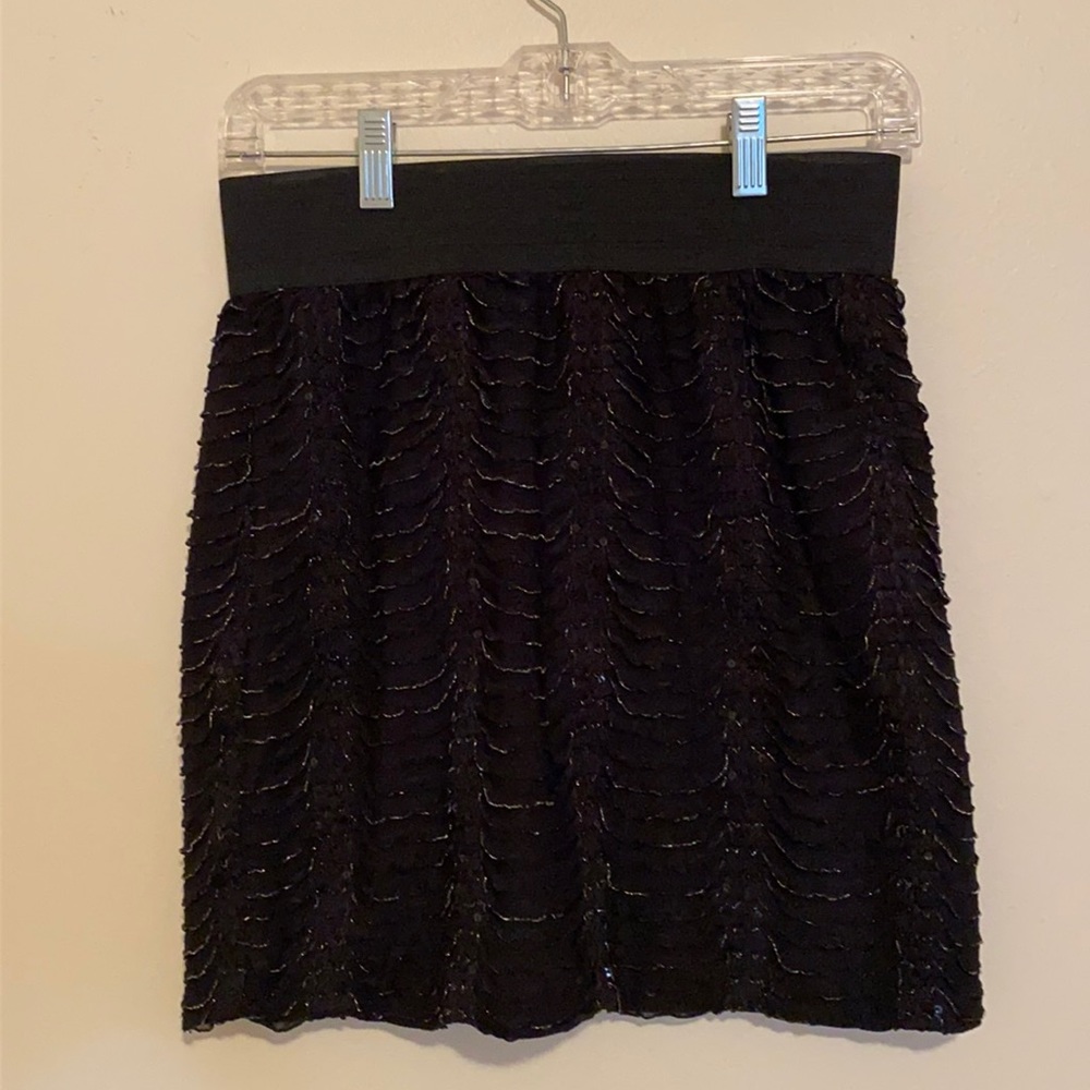 Black Sequin Mini Skirt